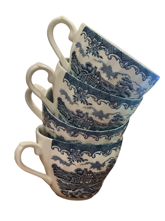 Vintage Blue & White Teacups