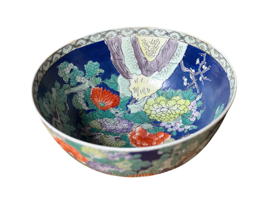 Vintage Blue Floral Famille Bowl