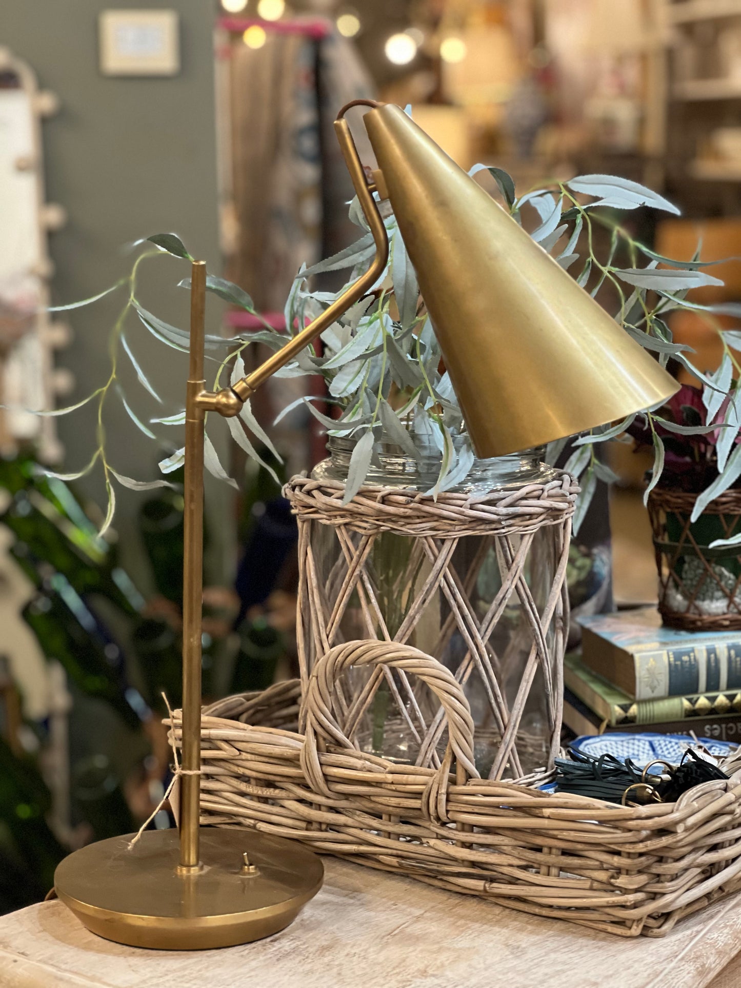 Pair of Solid Brass Vintage MCM Lamps