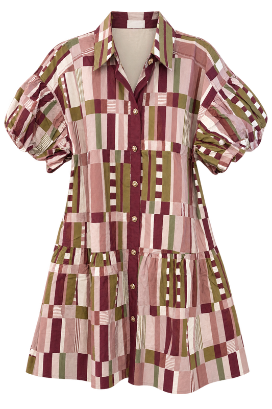 The Bordeaux Check Dress
