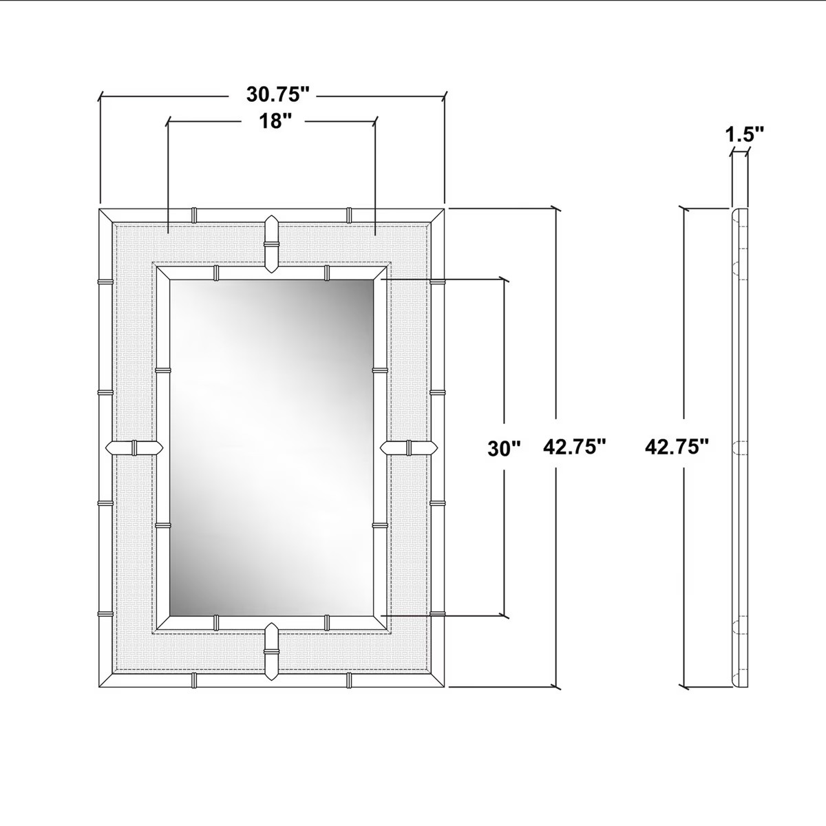 Palm Rectangular Cane Mirror