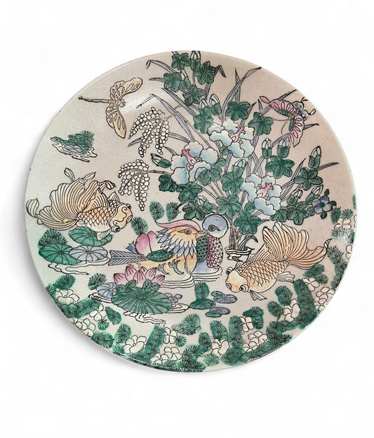 Hand Painted Lotus Floral Porcelain Plate