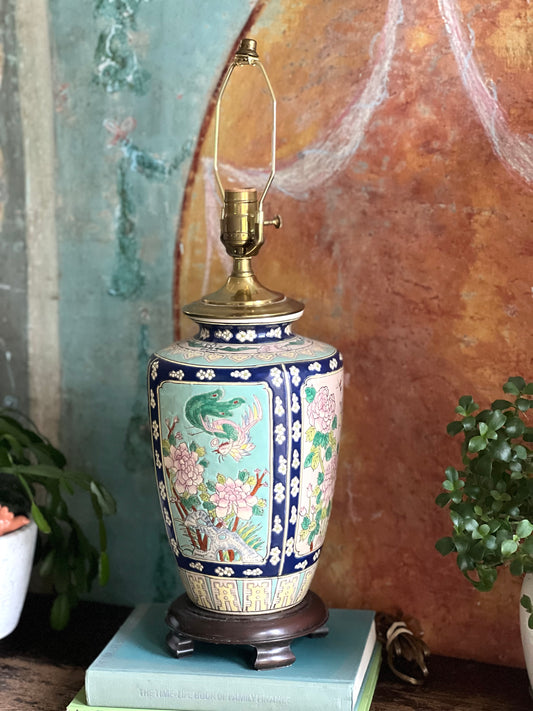 Vintage Famille Porcelain Lamp