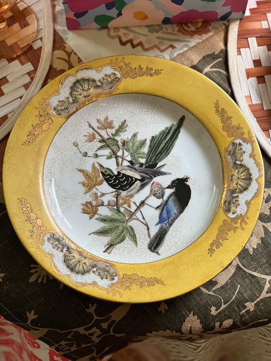 Vintage Yellow & Gold Decorative Wall Plate