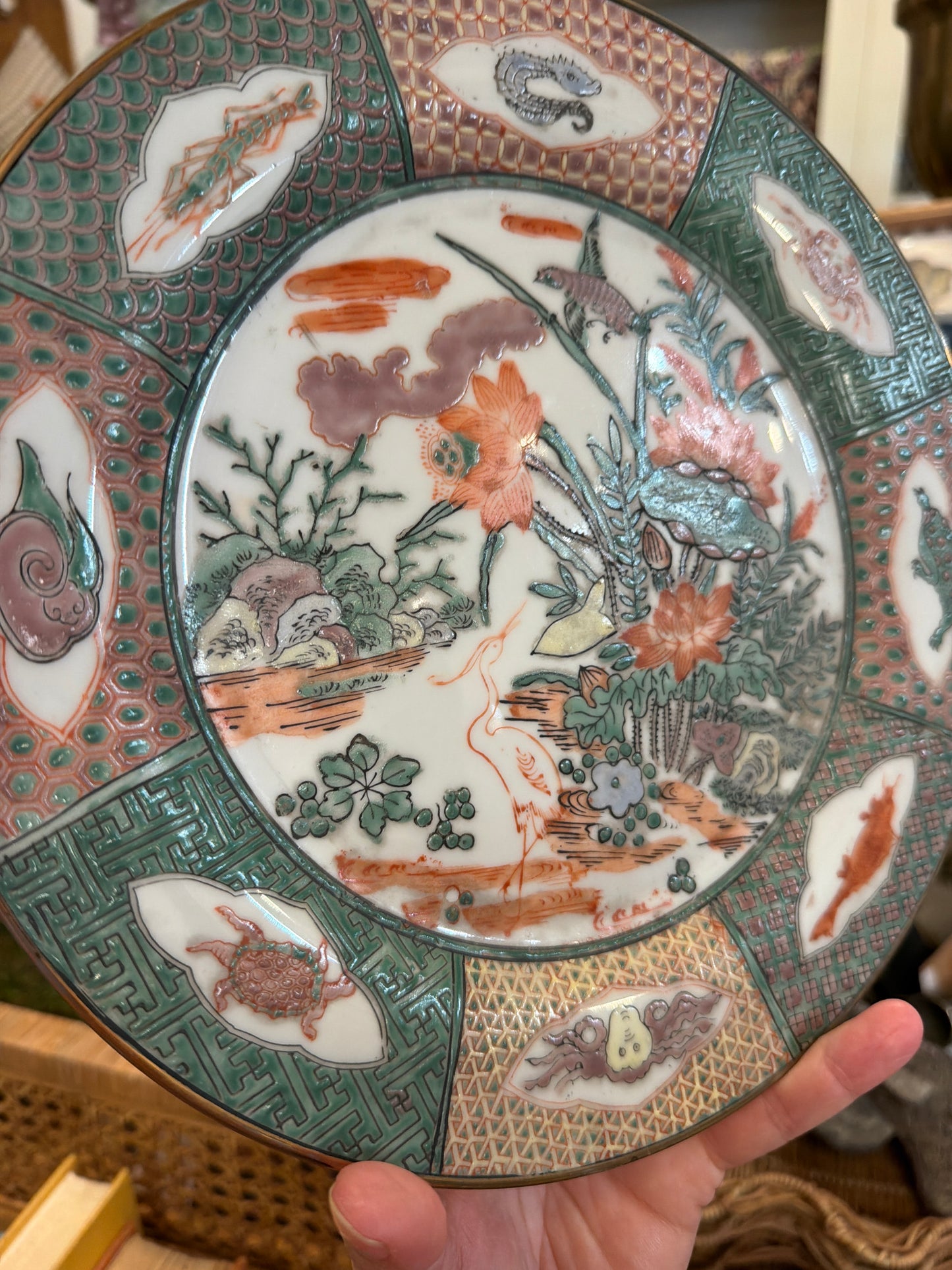 Antique Aquatic Japanese Charger