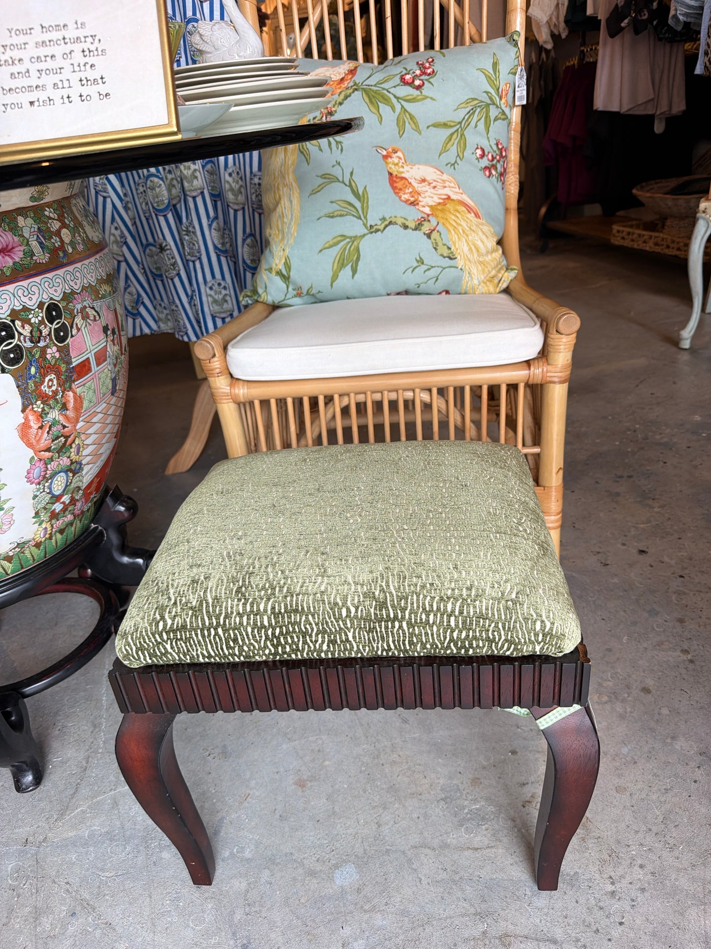Green Foot Stool / Ottoman