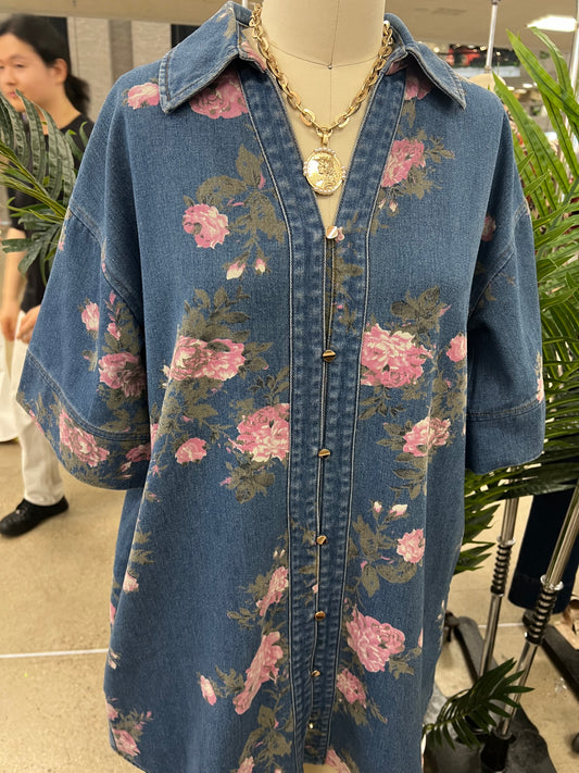 Denim Floral Dress