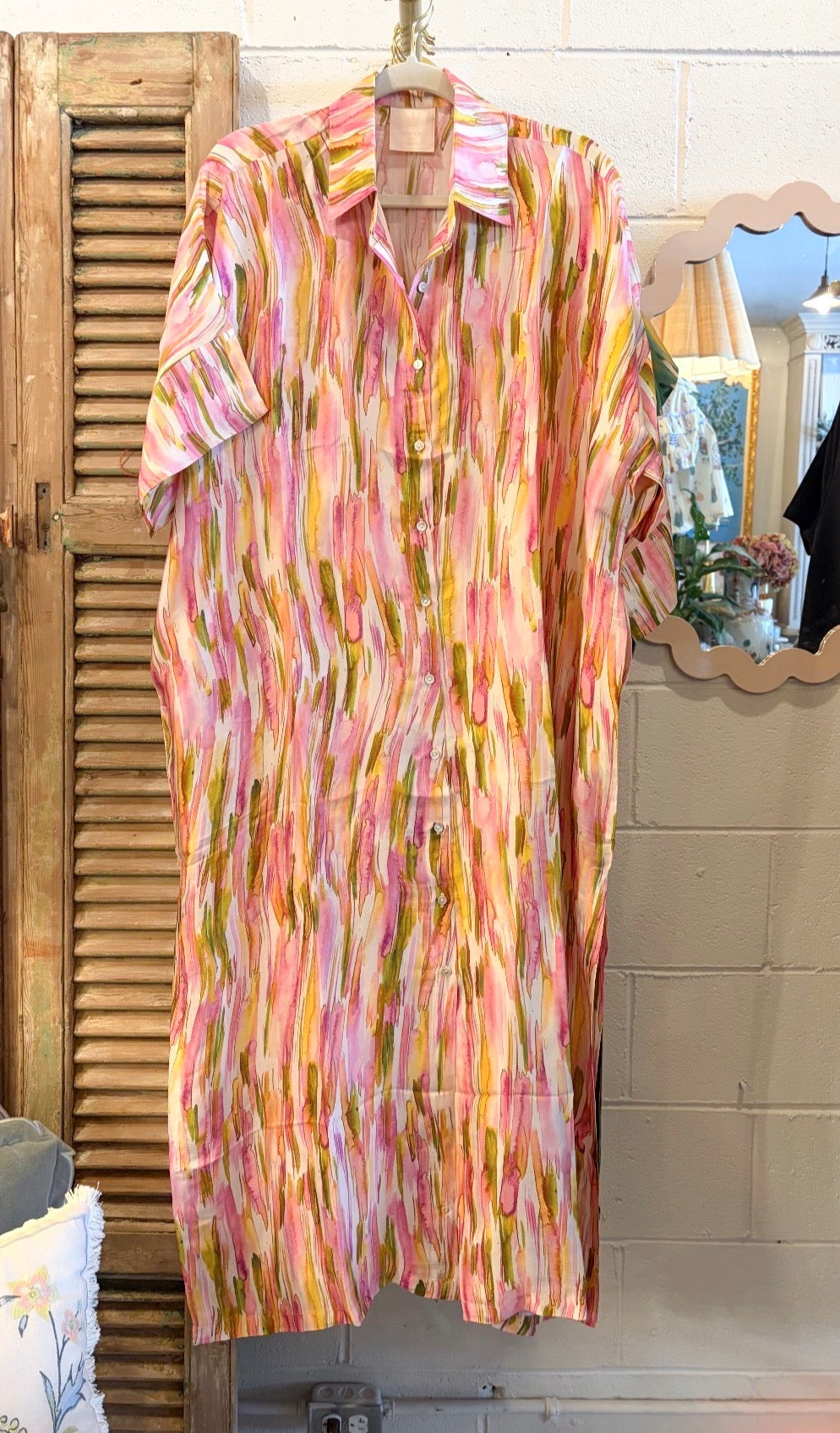 Pastel Brushstroke Button Up Dress