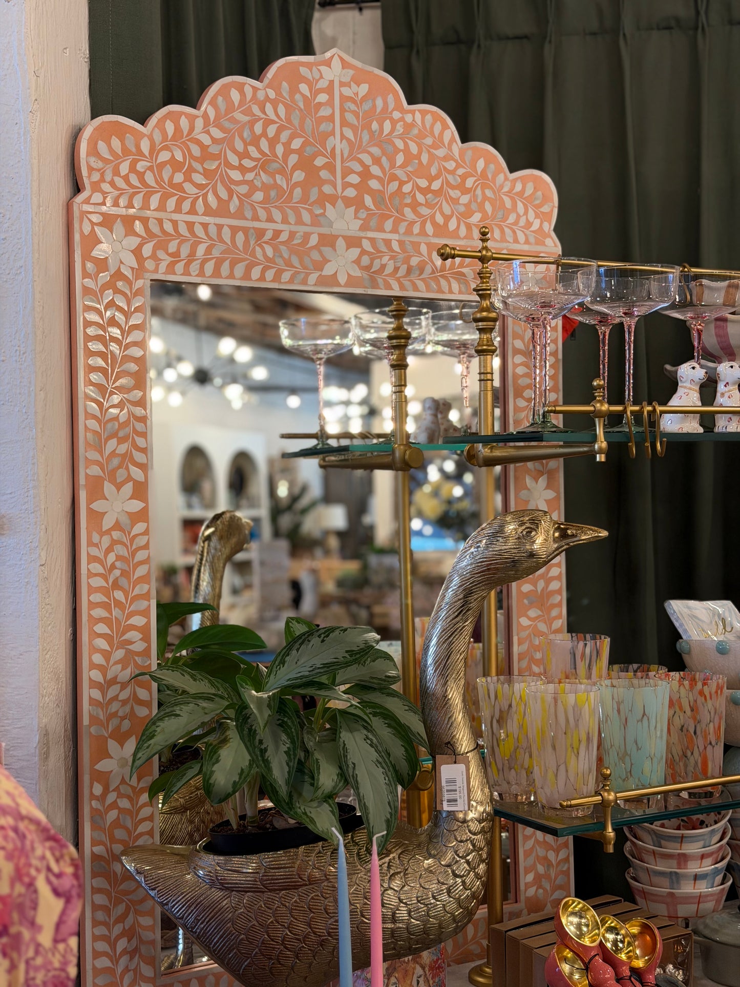 Blush Inlaid Bone Mirror