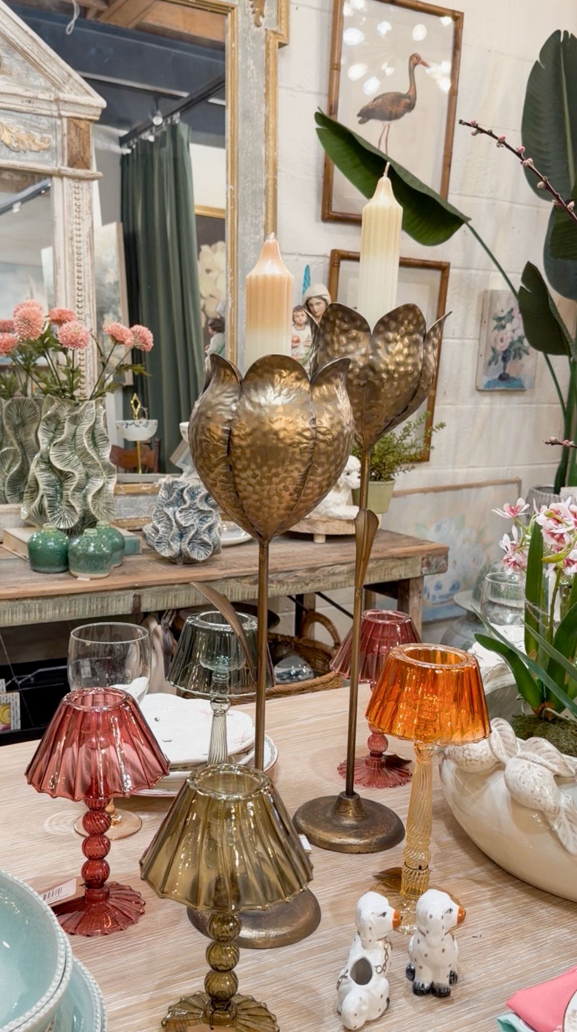 Brass Tulip Candlestick Holder