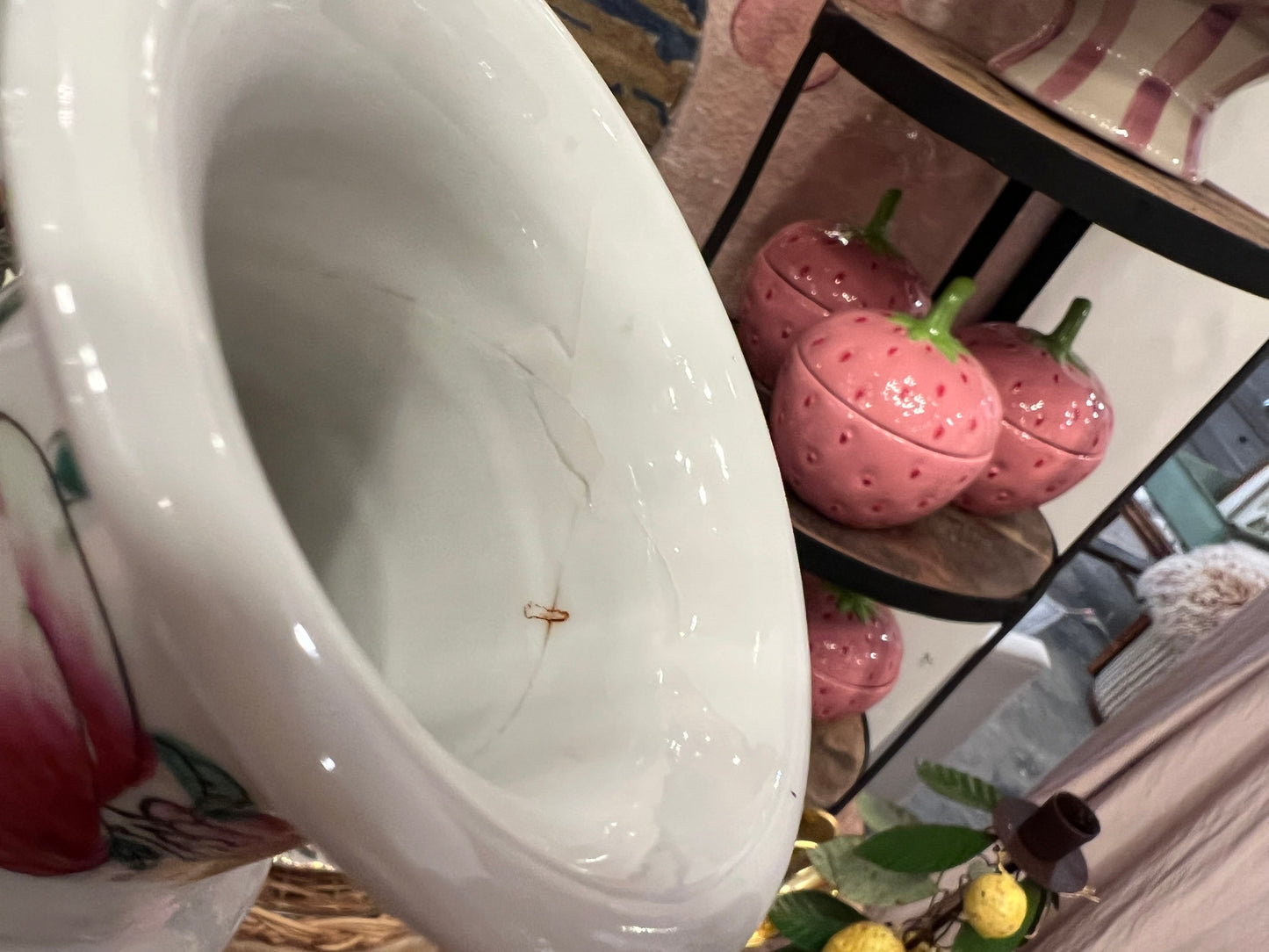 Vintage Floral & Peach Vase : As Is