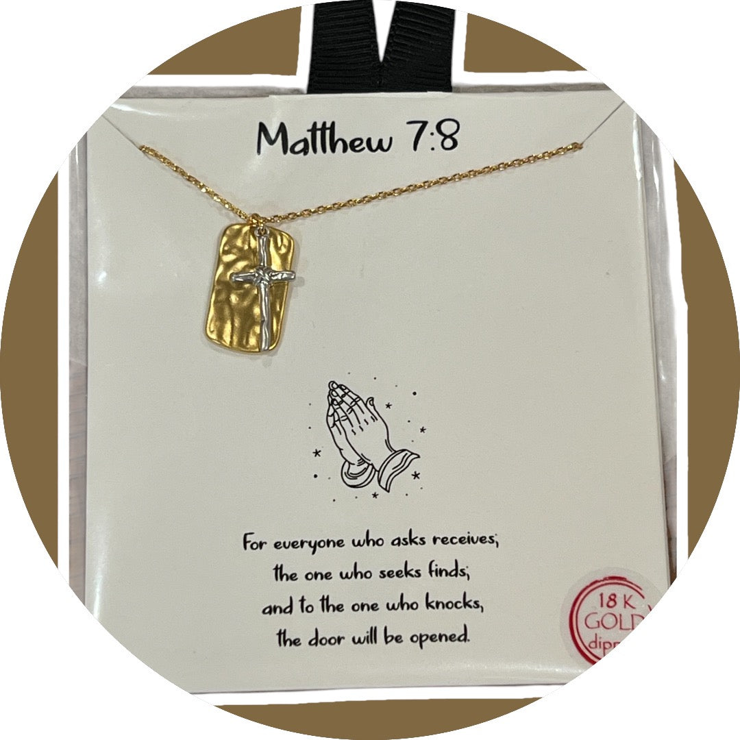 Mathew 7:8 Charm Necklace