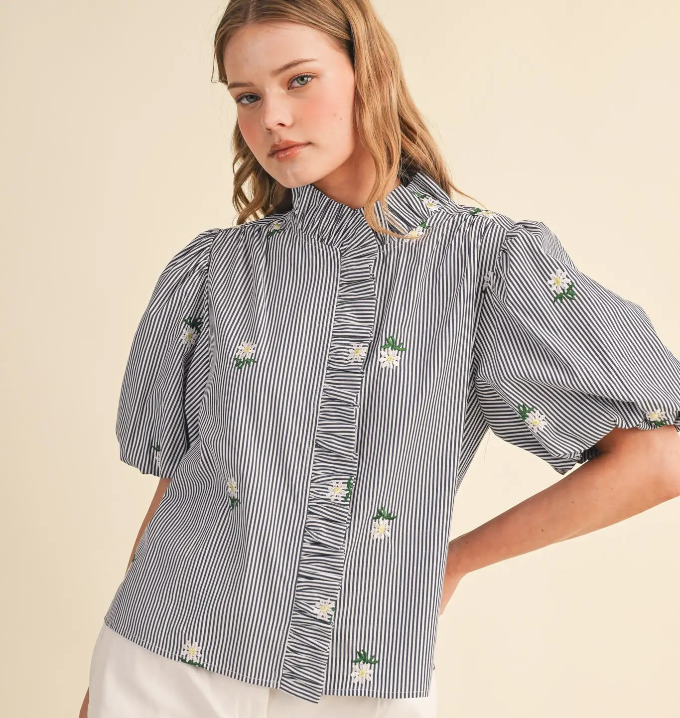 Petal & Pin Stripe Top