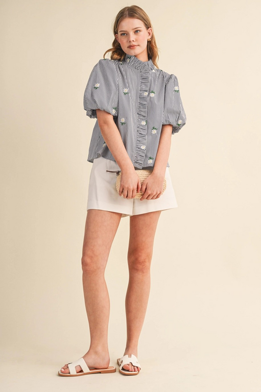 Petal & Pin Stripe Top