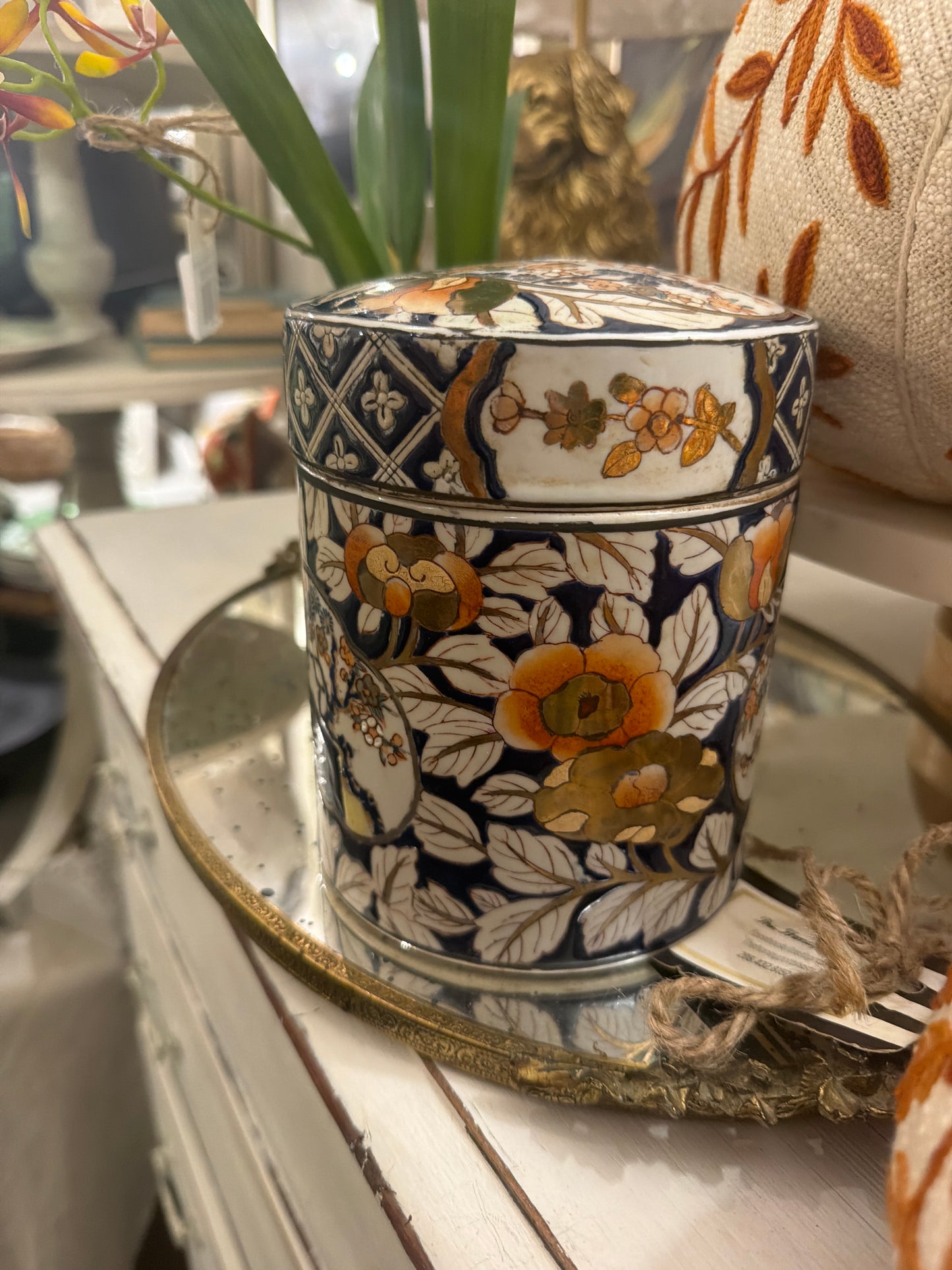 Vintage Blue Chinois Jar