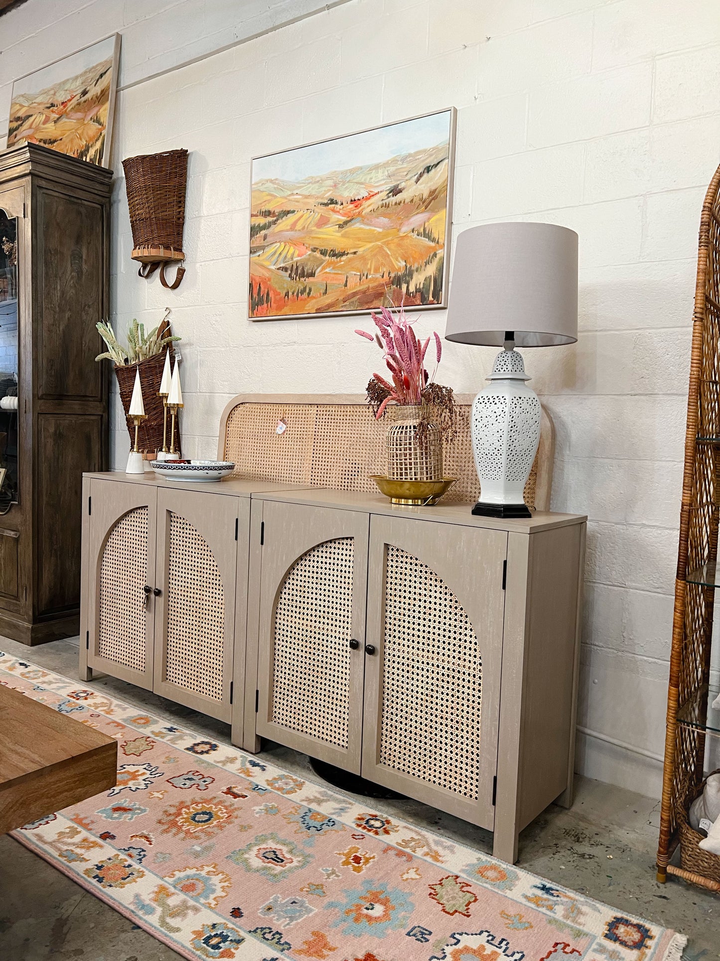 Modern Arched Cabinet in Whitewash