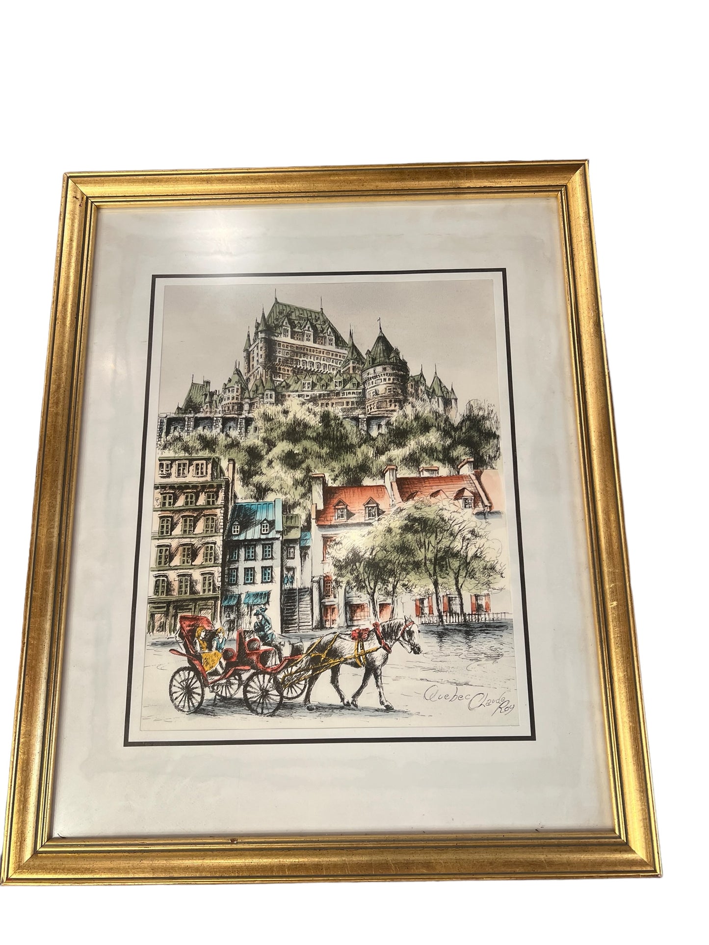 Signed Vintage Quebec Ink Framed