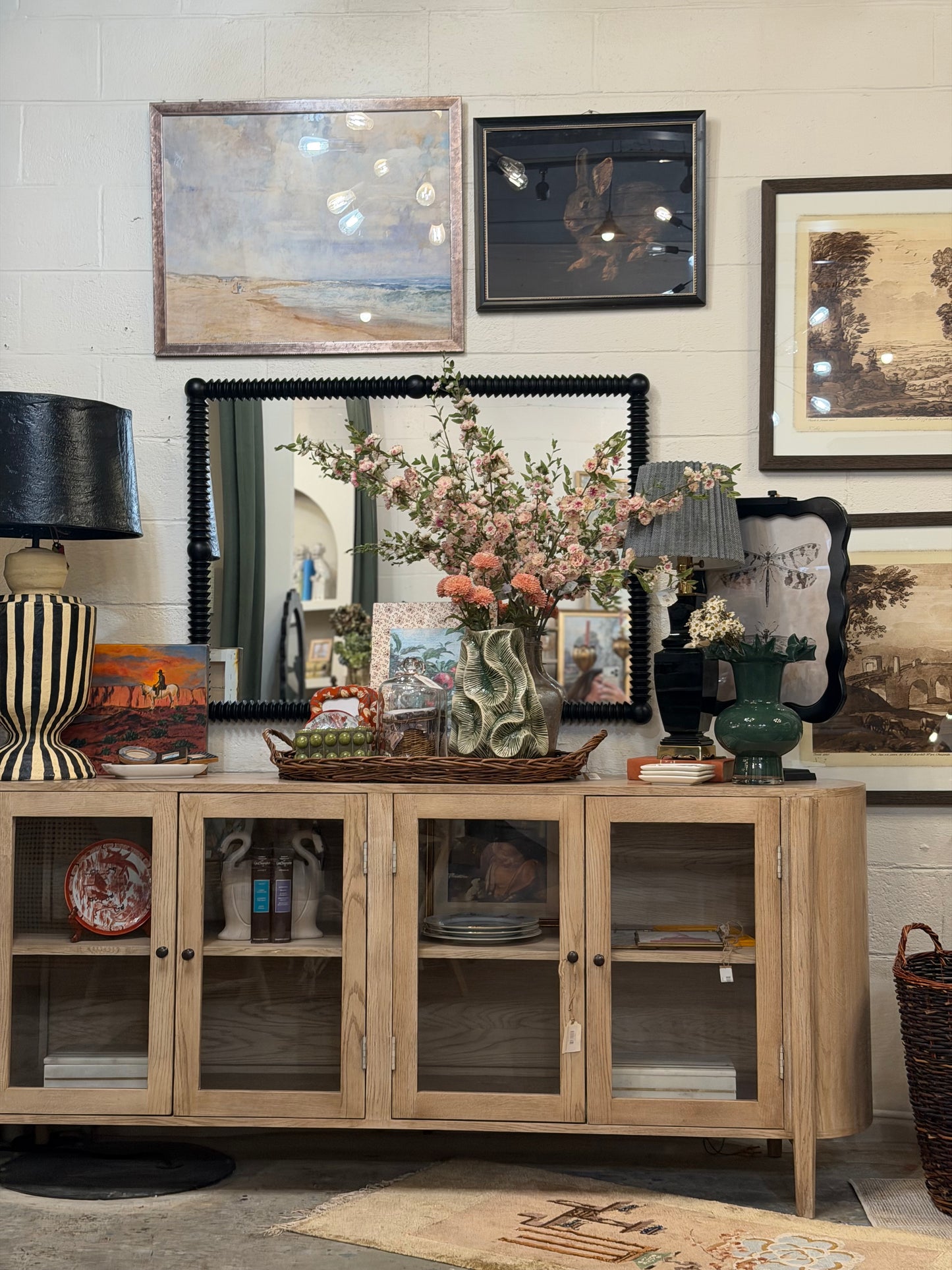 Black Spindle Wall Mirror