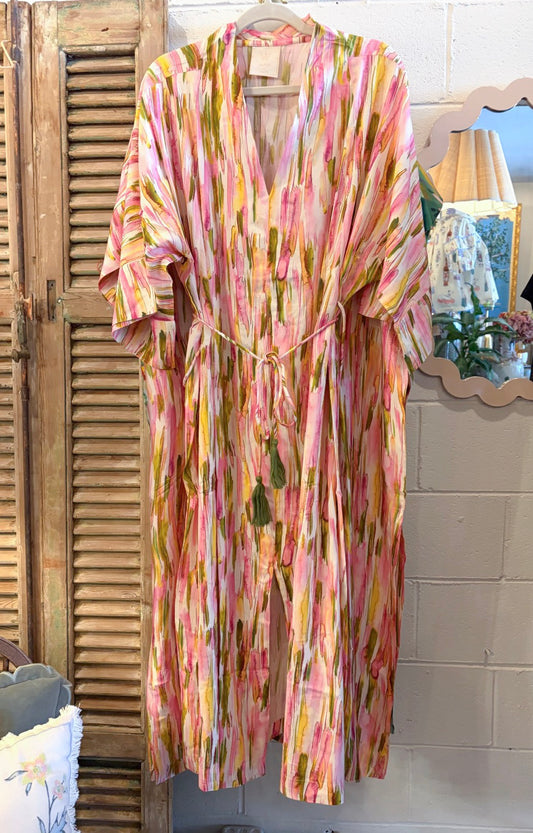 Pastel Brushstroke Wrap Dress