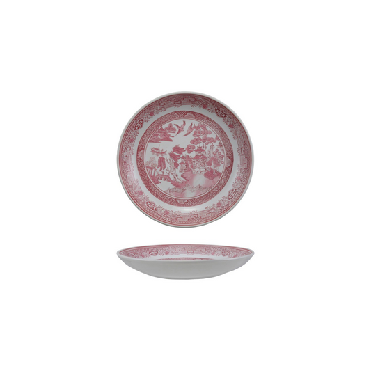 Pink Hand-Stamped Stoneware Plate