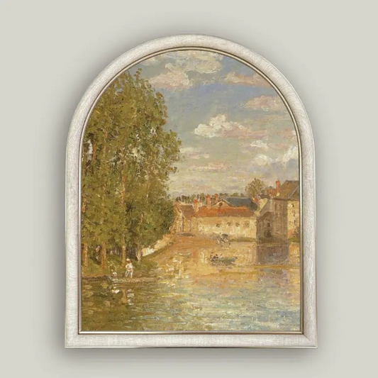 Riverside Landscape in Arched Frame