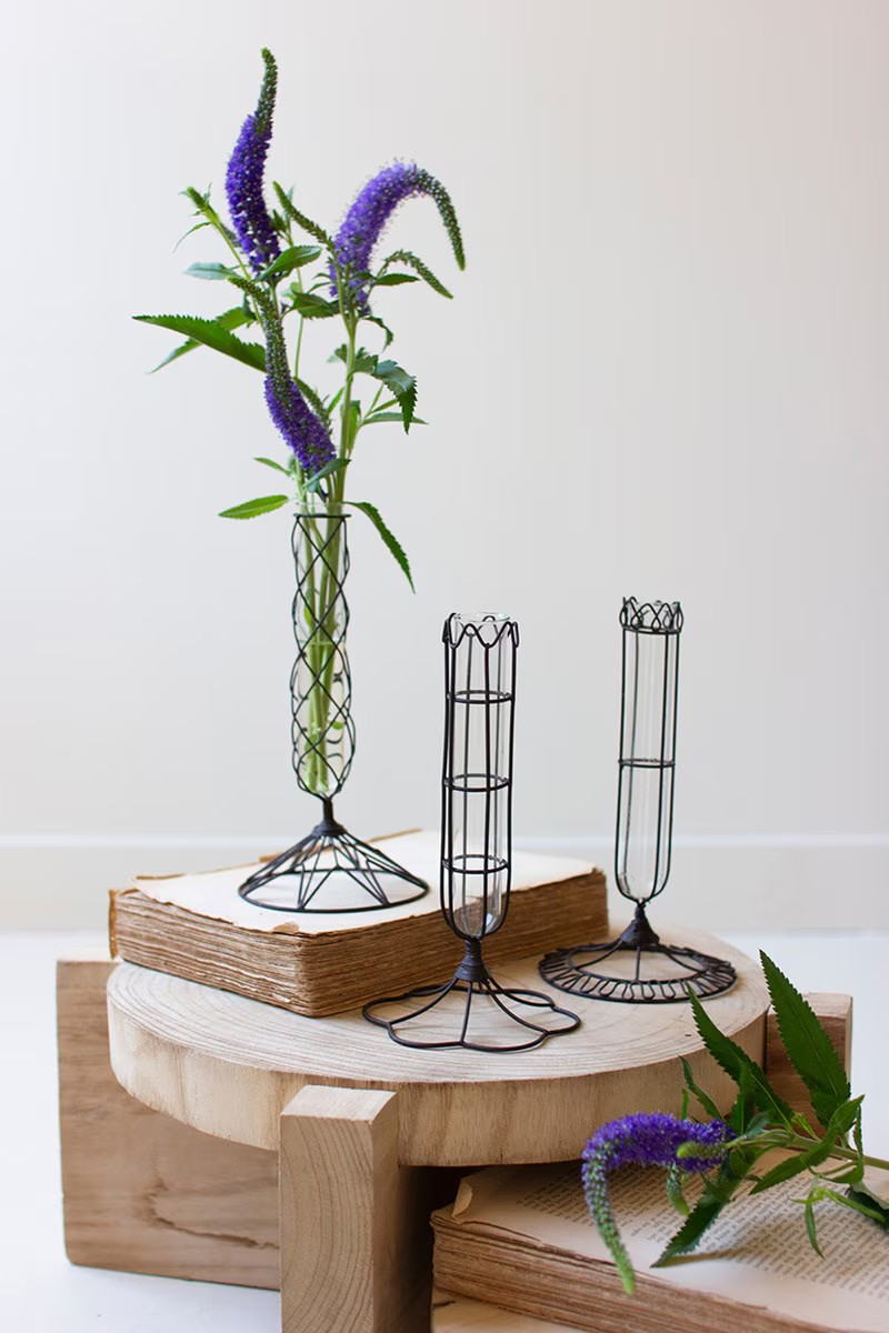 Set of 3 Wire Wrapped Bud Vases