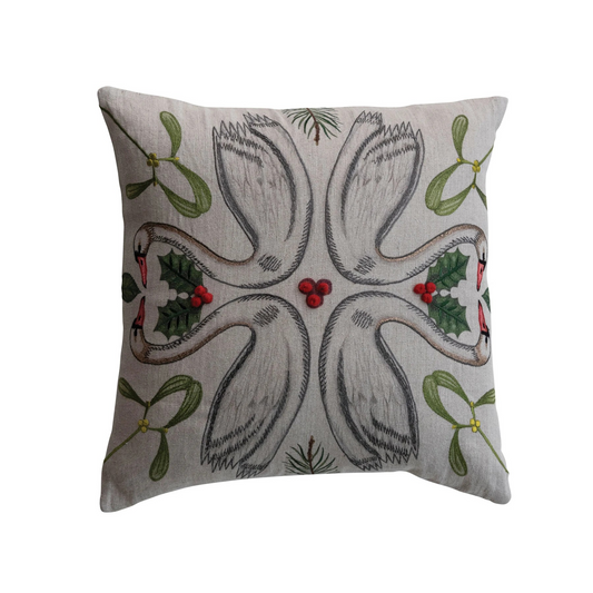 Swan Holiday Pillow