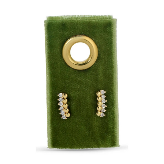 CZ Bar Studs on Velvet