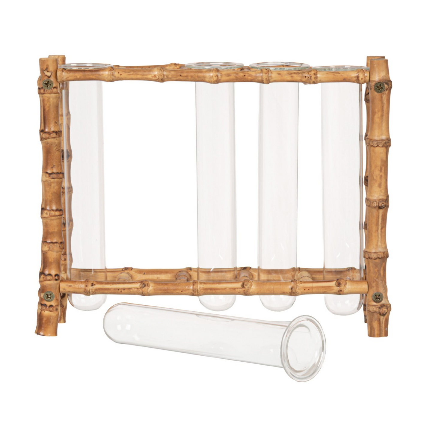 Bamboo Stand/ Glass Vases