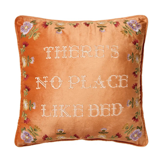 No Place Like Bed Embroidered Pillow