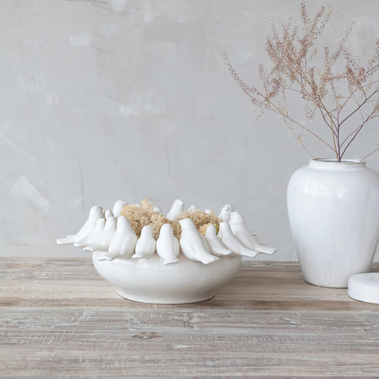3D Bird Stoneware Bowl/Planter