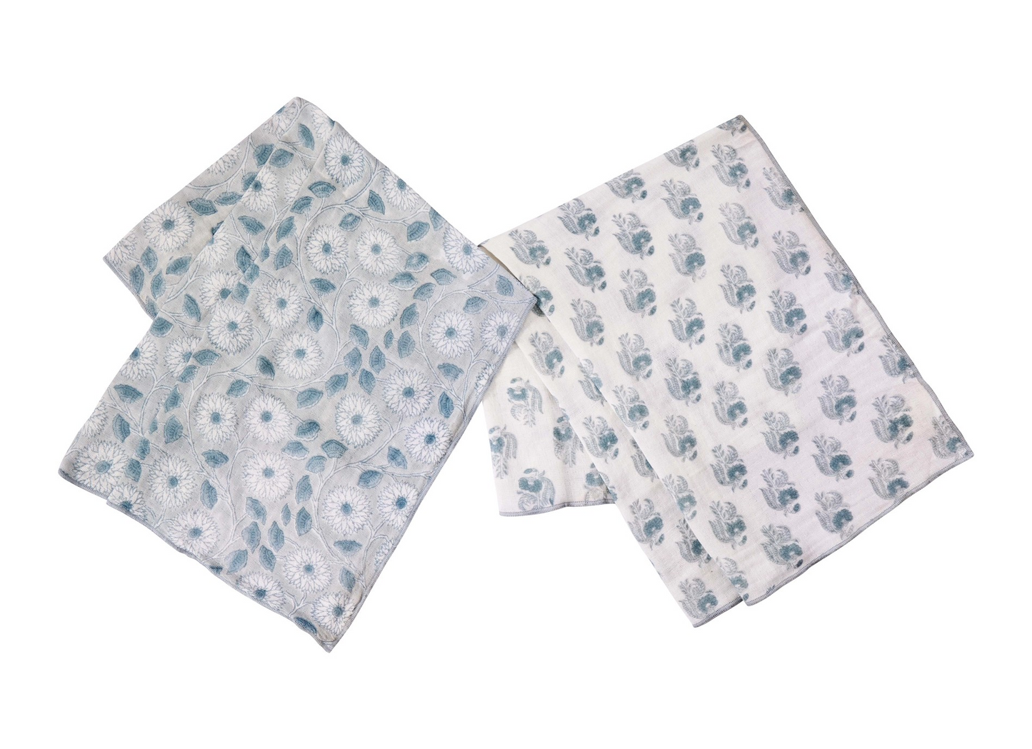 Blue Block Print Towels