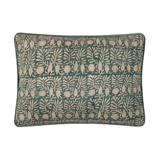 Block Print Leaf Lumbar Pillow