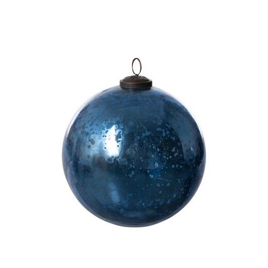 Blue Glass Ornament with Antique Finish