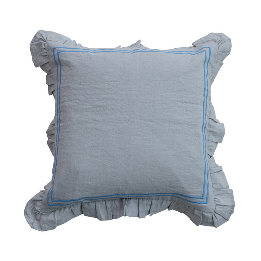 Light Blue Ruffle Pillow
