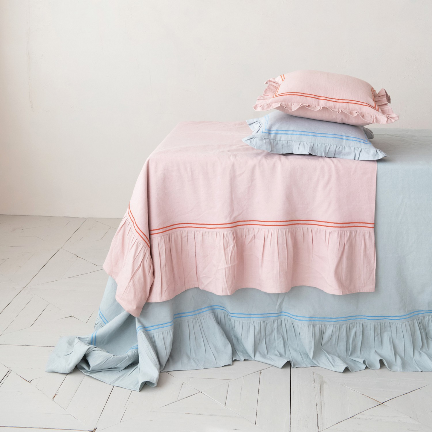 Light Blue Ruffle Pillow
