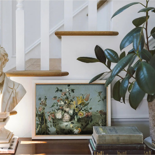 Framed Blue Still Life Flowers