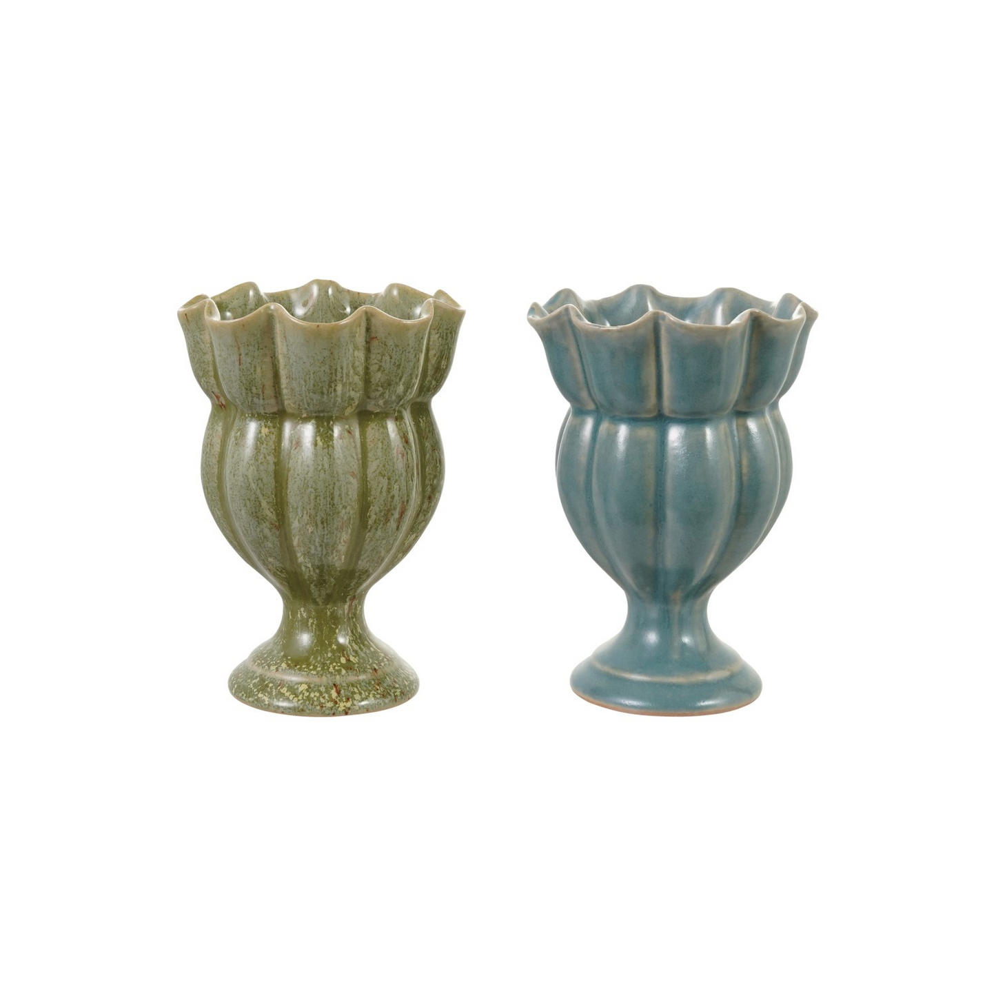 Stoneware Scalloped Footed Vase