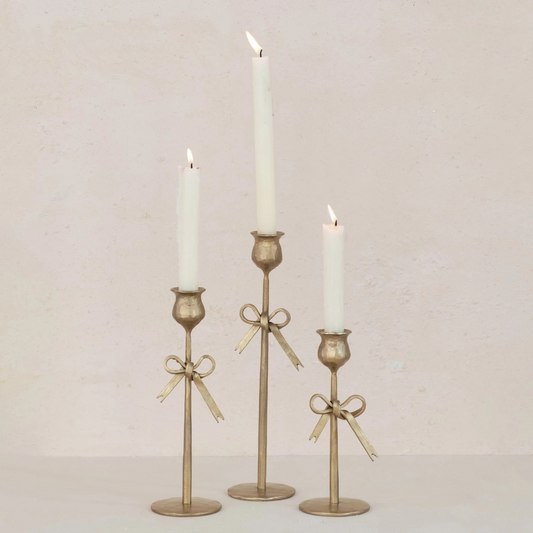 Gold Bow Taper Holder