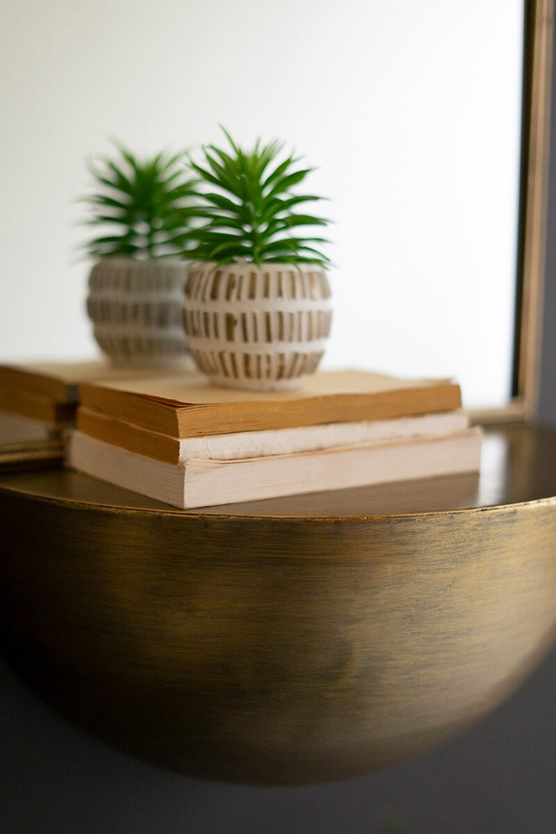 Brass Mirror with Shelf