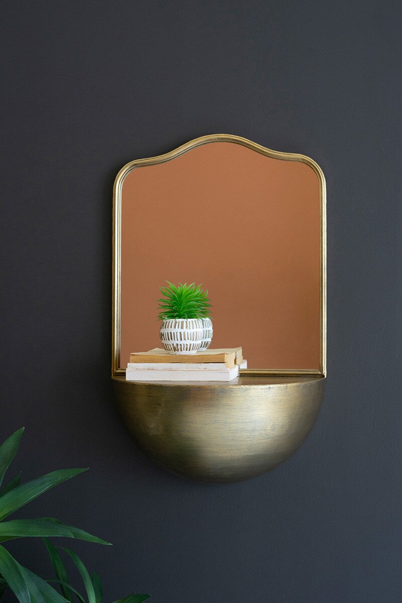 Brass Mirror with Shelf