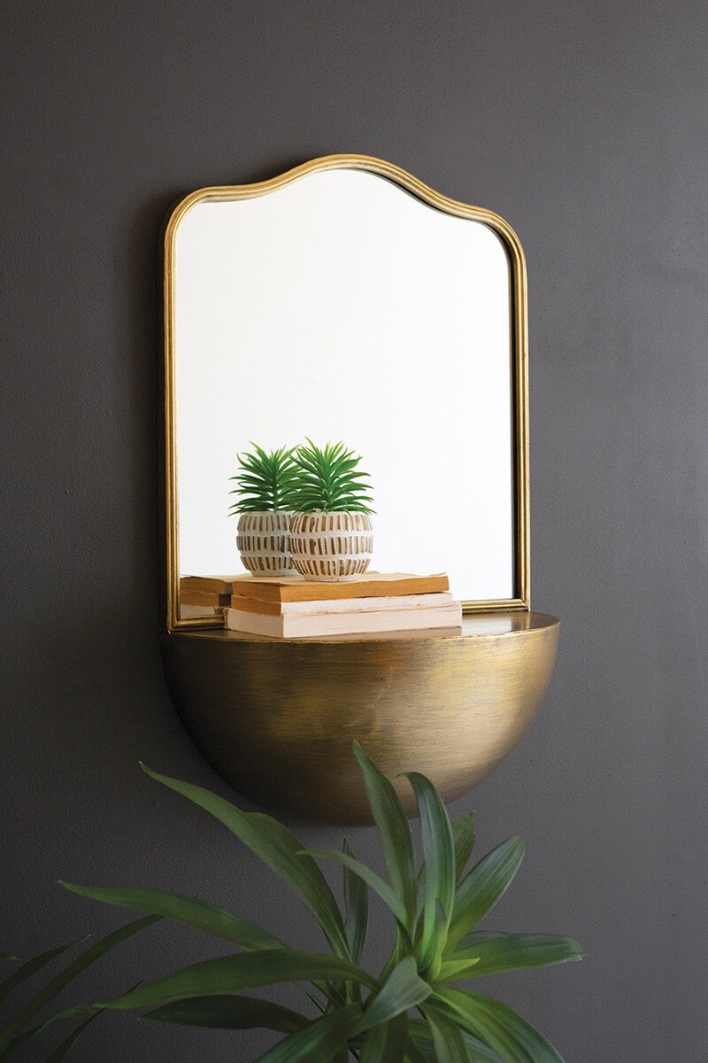 Brass Mirror with Shelf