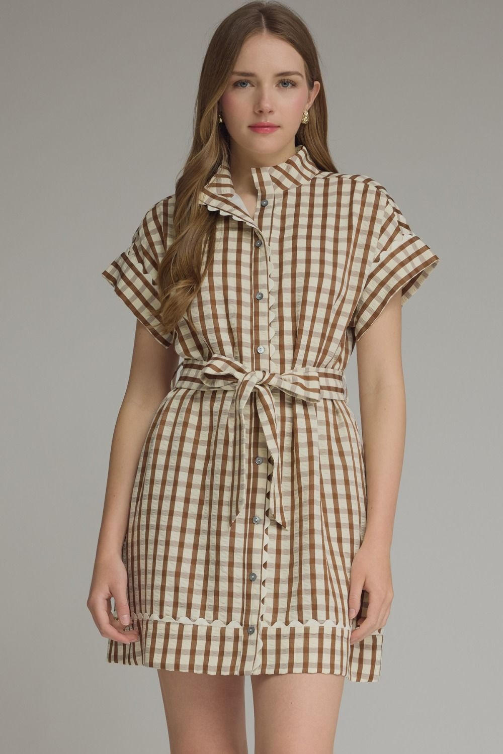 Brown Check Dress