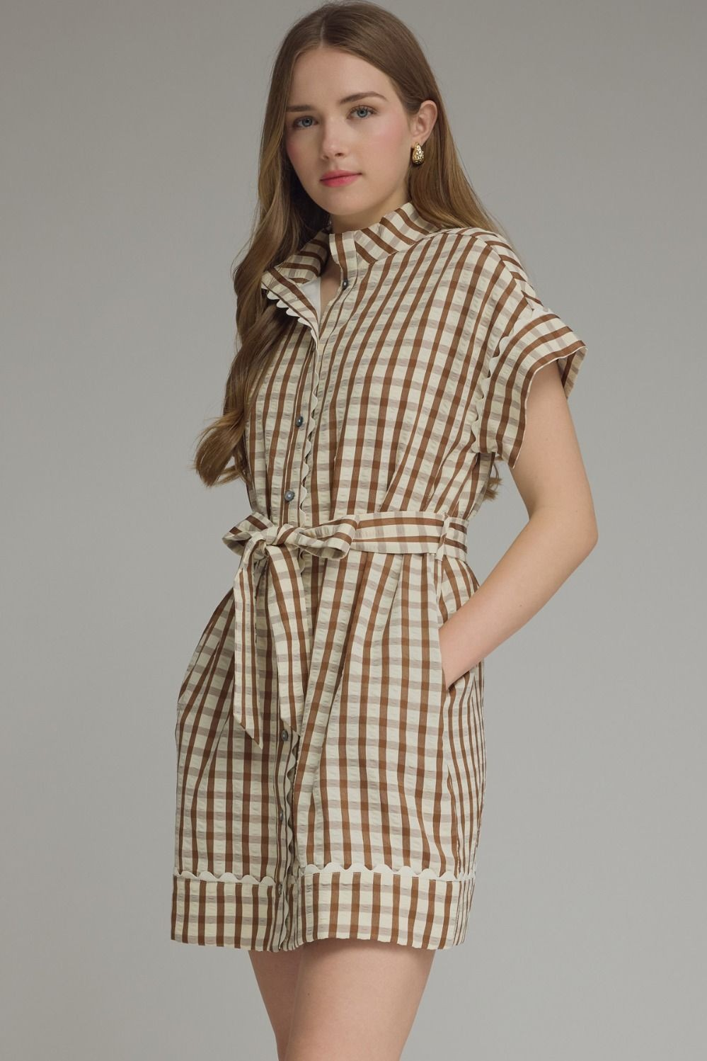 Brown Check Dress