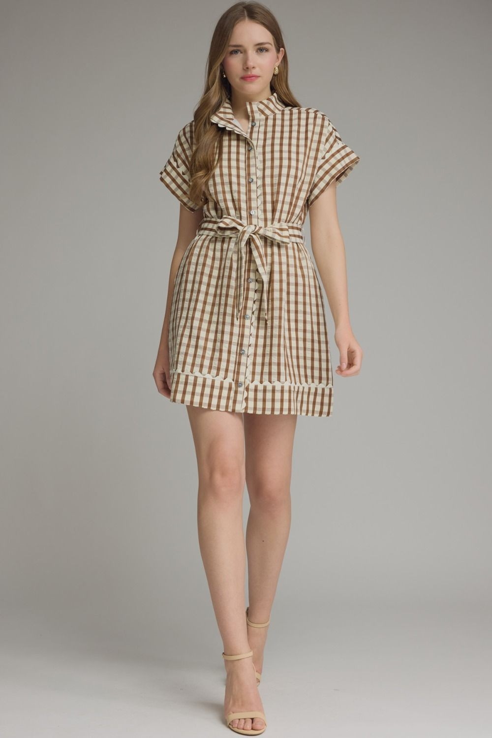 Brown Check Dress