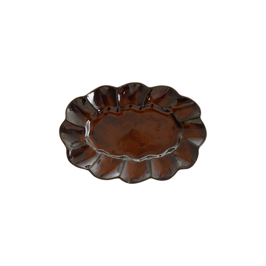 Oval Brown Scalloped Plate
