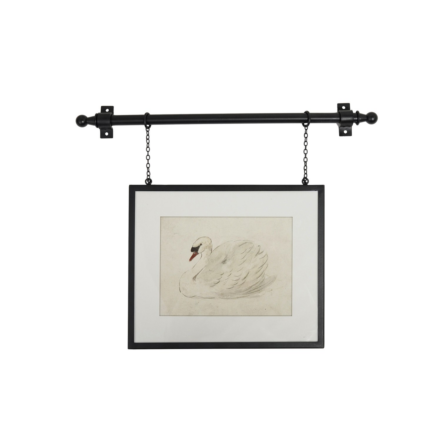 Hanging Metal Framed Swan Art