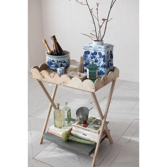 Folding Table w/ Removable Scalloped Tray