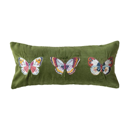 Embroidered Butterfly Pillow