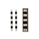 Black & White Stripe Taper Candle